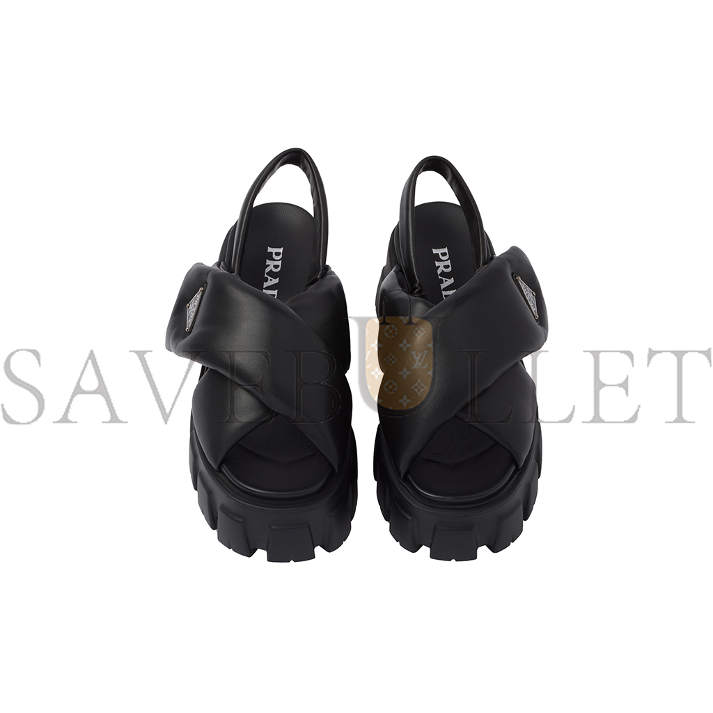 PRADA MONOLITH PADDED LEATHER SANDALS 923864